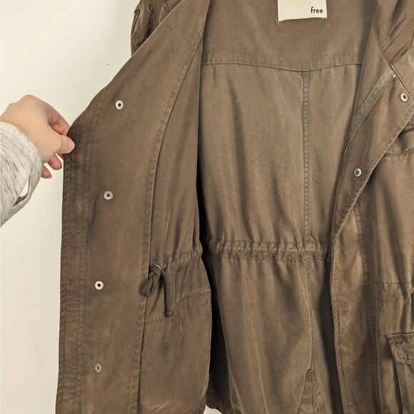 Aritzia Wilfred Free Brown Lightweight Lyocell‎ Hooded Utility Jacket Sz Small - Picture 3 of 10